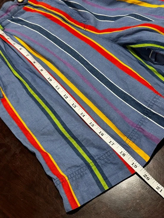 Vintage Lizwear High Waisted Rainbow Striped Pleated Denim Shorts size 12 - Picture 5 of 11